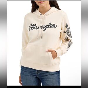 Wrangler® Retro® Long Sleeve Graphic Hoodie Roses Ivory Size Large EUC
